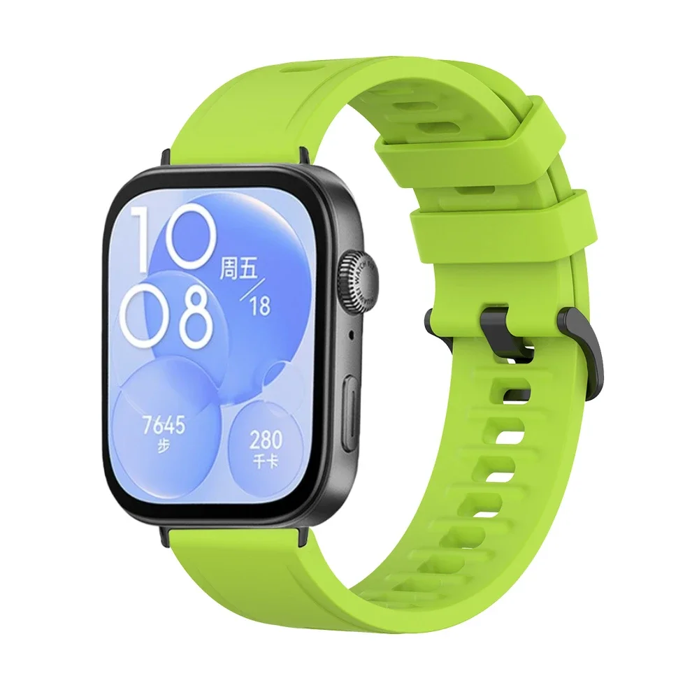 حزام سيليكون لساعة Huawei Watch Fit 3 Fit 4 بإبزيم معدني، سوار معصم مريح لساعة Huawei Watch Fit 4 pro
