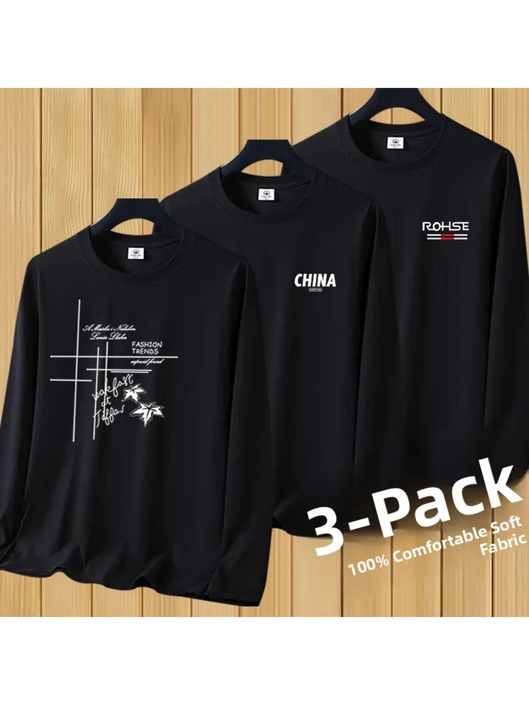 Men's Long Sleeve T-Shirt Large Size Printed Base Layer Shirt Casual Inner Wear Autumn Spring Seasonal Comfortable Fit Top