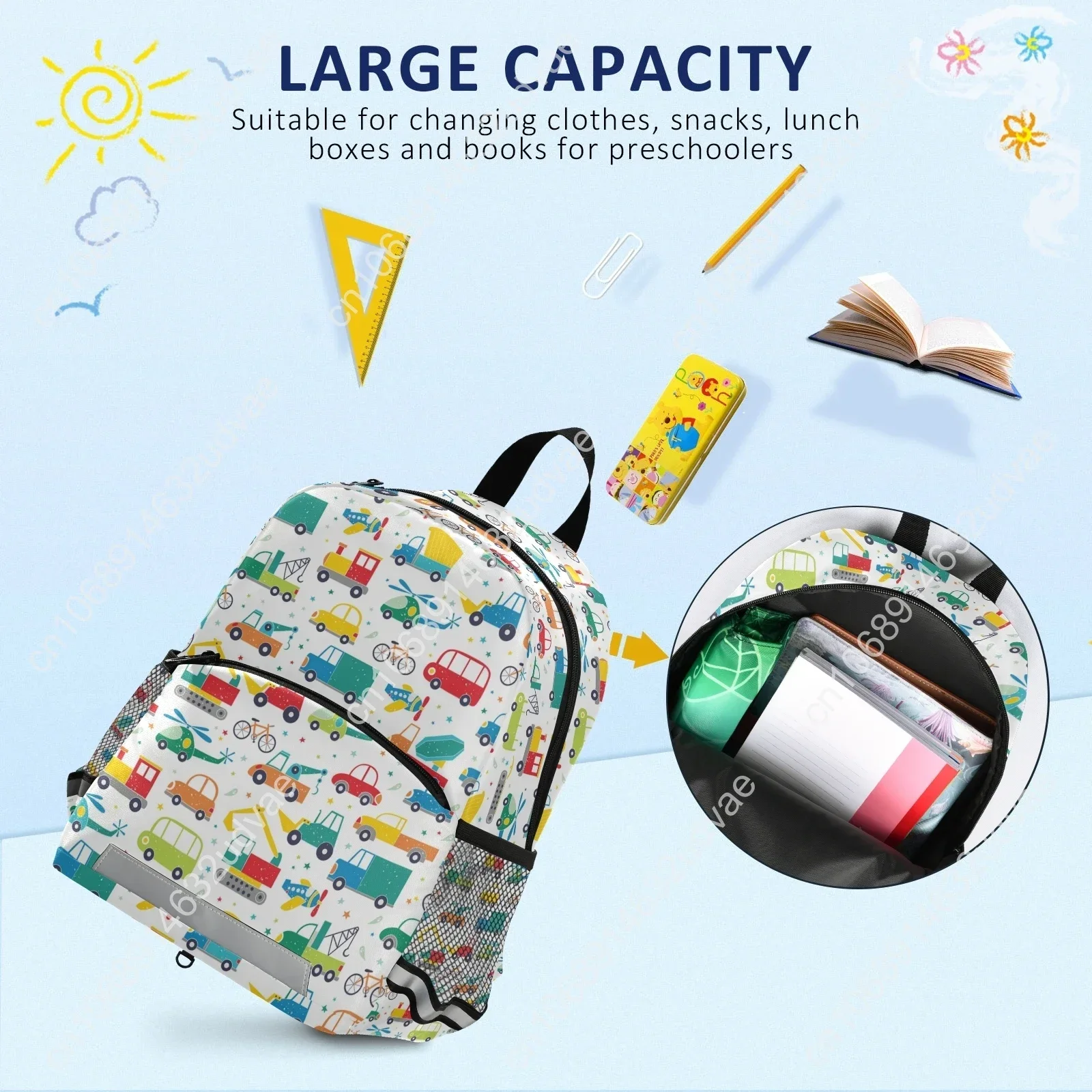 2021 Cartoon Car Boy Girl School Bags Child Printing Backpack Kindergarten Student Cute Children\'s Schoolbag Waterproof Kids