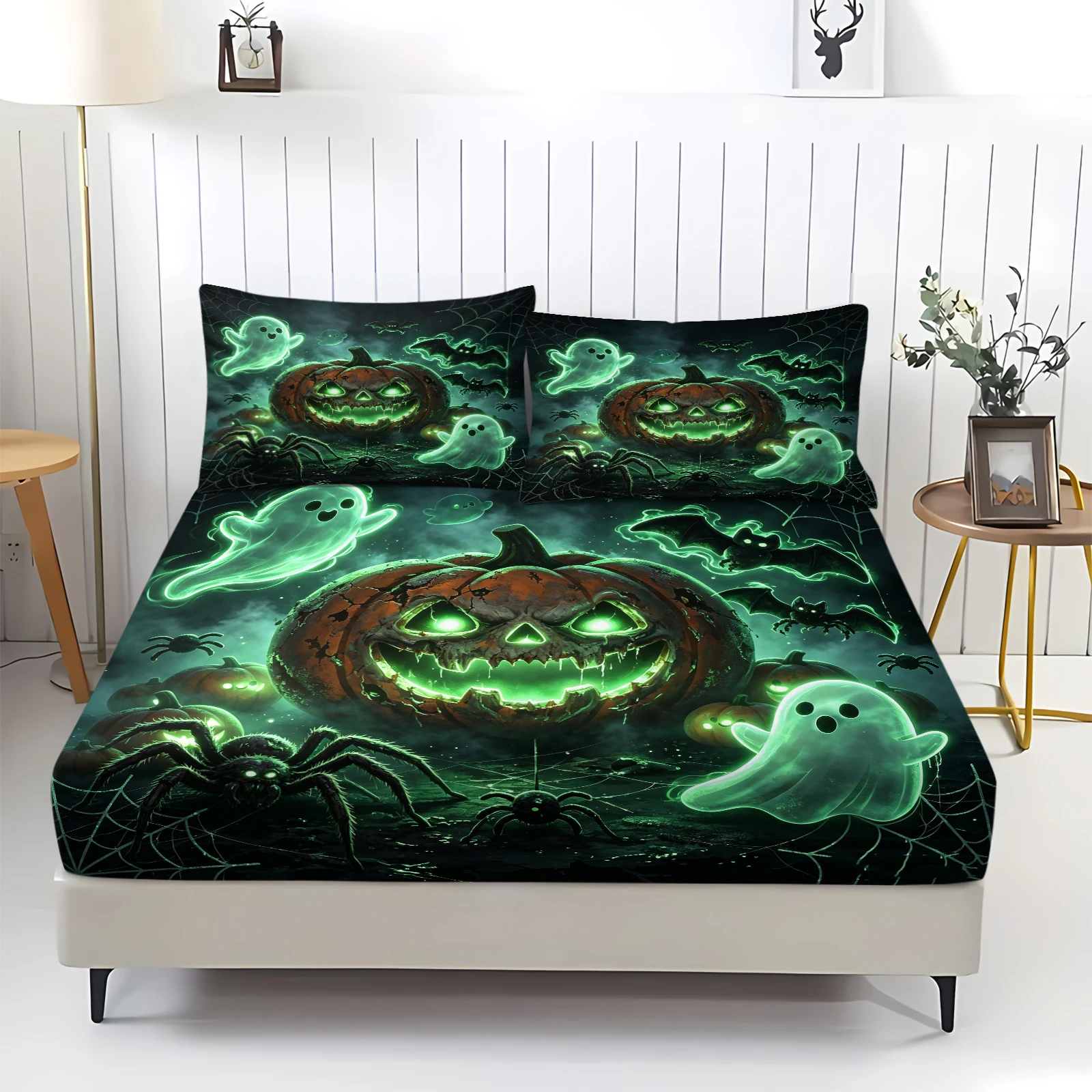 Glowing Green Neon Pumpkin Gho - Fitted Sheet Deep ulasan dan harga