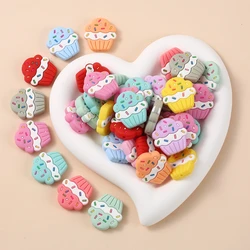 10 Stuks 28X29Mm Cartoon Cake Vorm Siliconen Kauw Kralen Voor Verpleging Bijtring Sieraden Maken Diy Fopspeen Ketting Armband