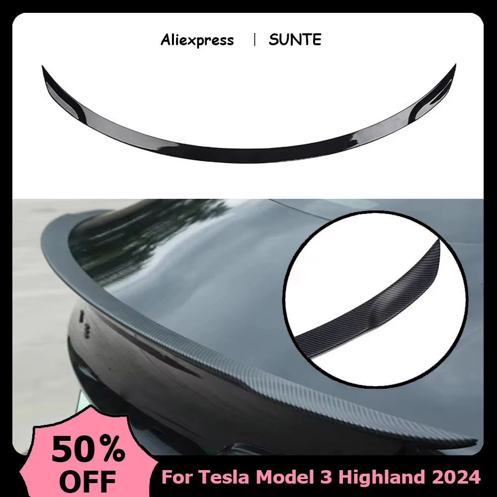 SUNTE Car ABS Spoiler Carbon Fiber For Tesla New Model 3 2024 Highland Original High-performance Exterior Model3 Accessories