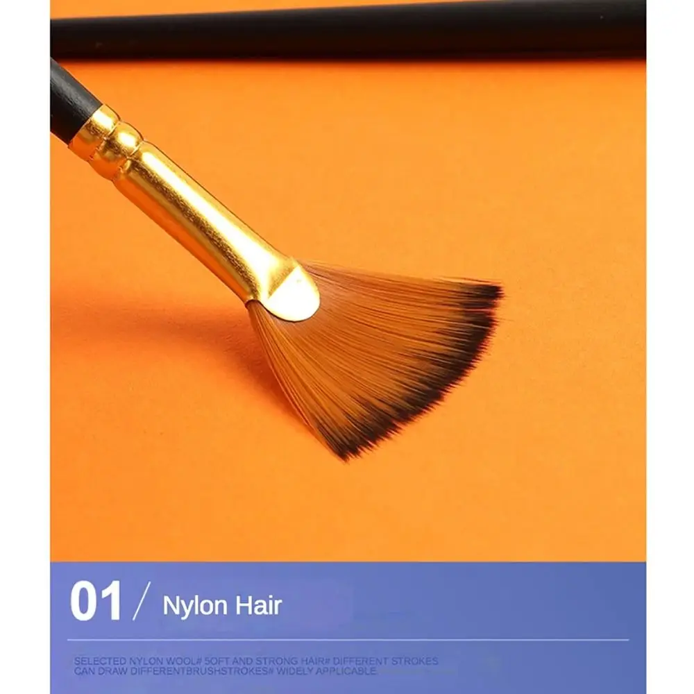 12 pçs/set conjunto de escova de pintura de cabelo de náilon multi-funcional materiais acrílicos pincel de pintura a óleo aquarela guache haste de madeira curta