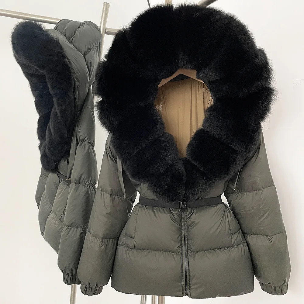 2025 Winter Puffer Jacket Women Real Fox Fur Hooded Thick Warm 90% White Duck Down Coat Female Parkas