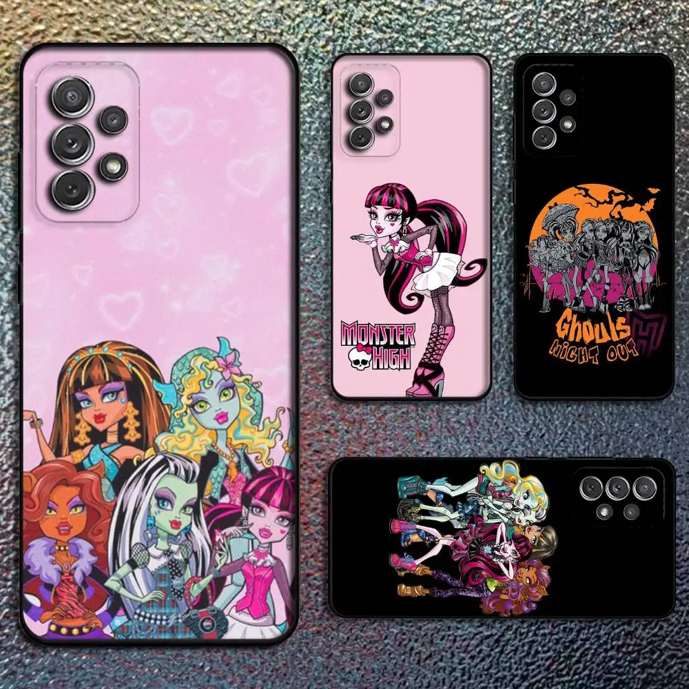 

Cartoon M-Monster High Phone Case For Samsung S25,S24,S21,S22,S23,S30,Ultra,S20,Plus,Fe,Lite,Note,10,9,5G Black Cover