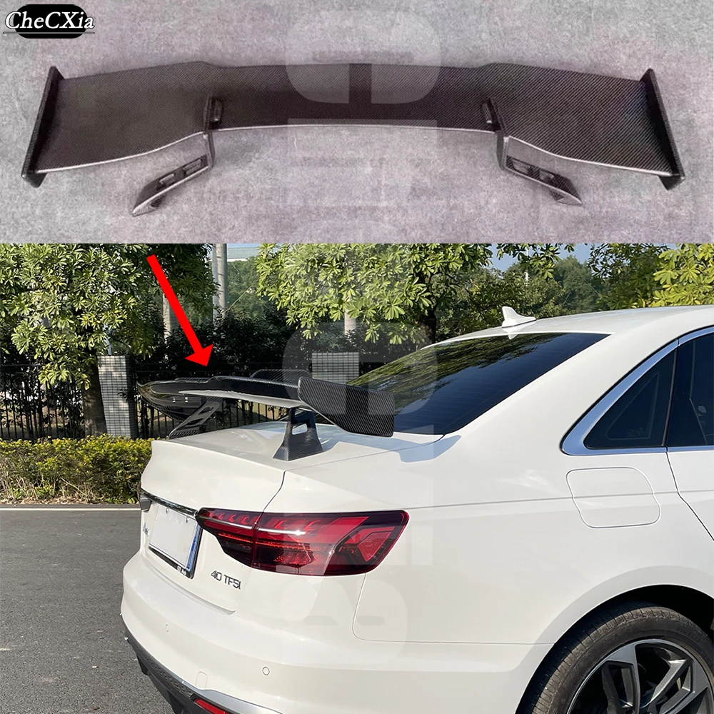 Fiberglass Material Rear Spoiler Suitable For Audi A4 S4 RS4 Carbon Fiber Car Trunk Lid Tail Wing 2017 18 19 20 21 22 23 2024