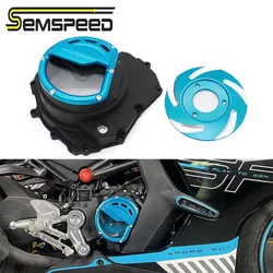 SEMSPEED For CFMOTO CF450SR 2021-2023 Transparent Clutch Cover Motorcycle Engine Protector Guard Pressure Plate Kit CNC Aluminum