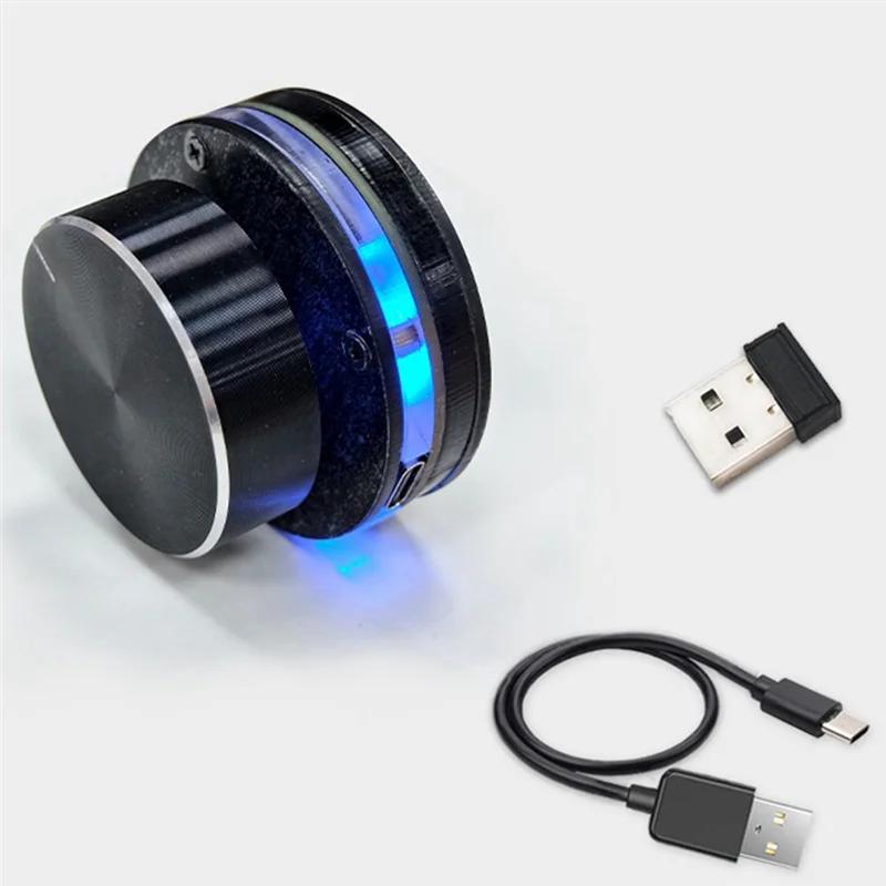 وحدة تحكم كلاسيكية لضبط الوسائط اللاسلكية USB مع مقبض التحكم في مستوى الصوت وإضاءة RGB لنظام Android والوسائط المتعددة للكمبيوتر الشخصي
