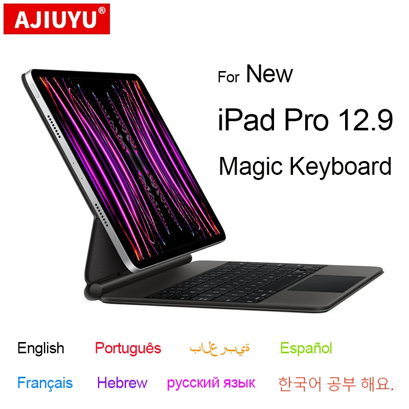 Magic Keyboard For 2022 New iPad Pro 12.9 2022 Air 5 4 2021 2020 2018 Pro 11 Portuguese Spanish Russian German Korean Arabic