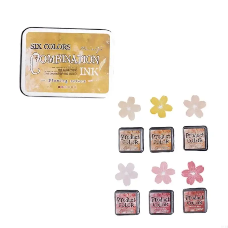

6 шт. портативный набор штемпельных подушечек для комбинированных чернильных подушечек серии плавных цветов набор чернильных для