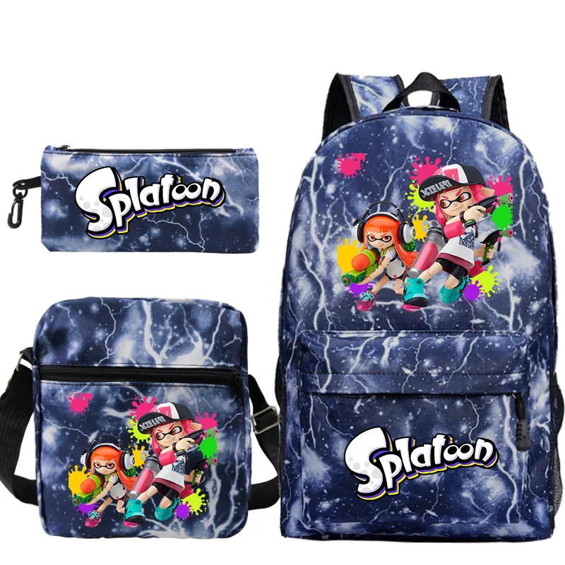 Hot Game Splatoon Kind Rugzak Studenten Jongens Meisjes Schooltassen 3 stks Set Grote Capaciteit Lichtgewicht Rugzak Reistas Mochila