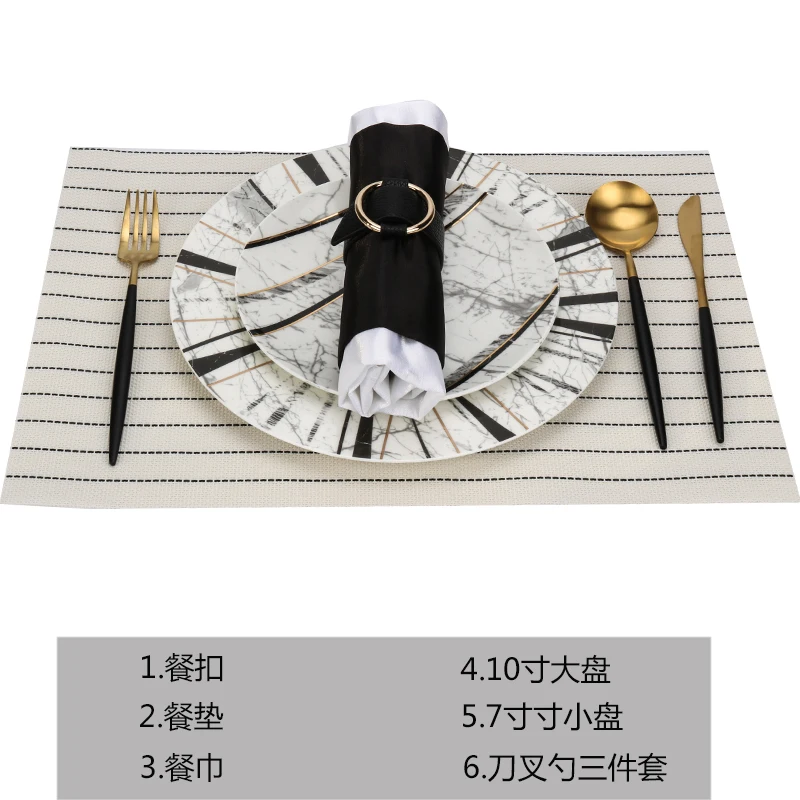 المطبخ الحديثة الجدول مجموعة أدوات المائدة كاملة العظام الصين مطعم مجموعة أدوات المائدة الكاملة الفاخرة الأسود أطباق فاجيلا عشاء تخدم #4