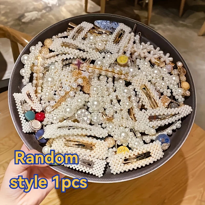 

New Korean Style Pearl Hair Clips for Women-Elegant Flower Hair Accessories,Fashion Hair Barrettes,for Wedding Party Daily Wear