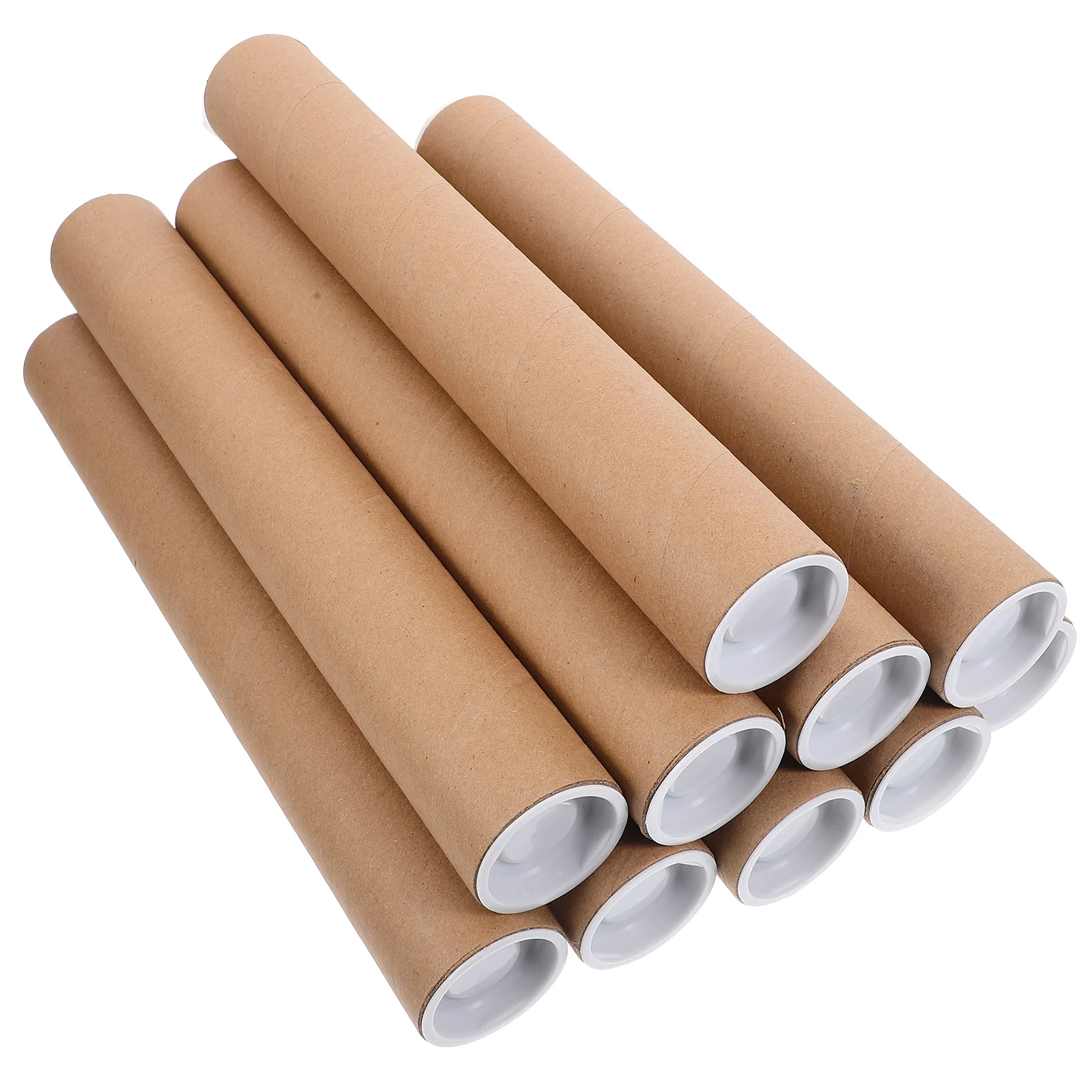DOITOOL 10 Pcs Kraft Paper Mailing Tubes 1.81 x 12.18 Inch with Caps for Posters Artwork Crafts Documents Shipping Storage
