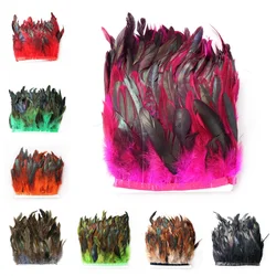 10Meter Natural Chicken Rooster Tail Feathers Trims Ribbons DIY Sewing Clothing Wedding Decorations Crafts 15-20cm