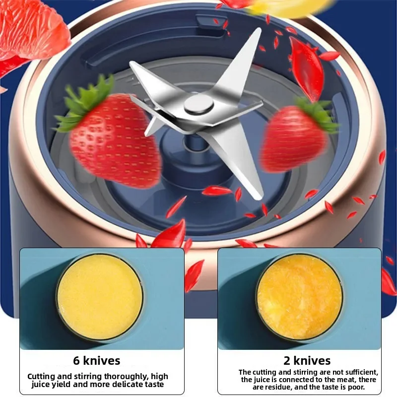 المحمولة خلاطات عصير الفاكهة الصيف الشخصية الكهربائية زجاجة صغيرة المنزل USB 6 شفرات كوب لصنع العصائر آلة للمطبخ #4