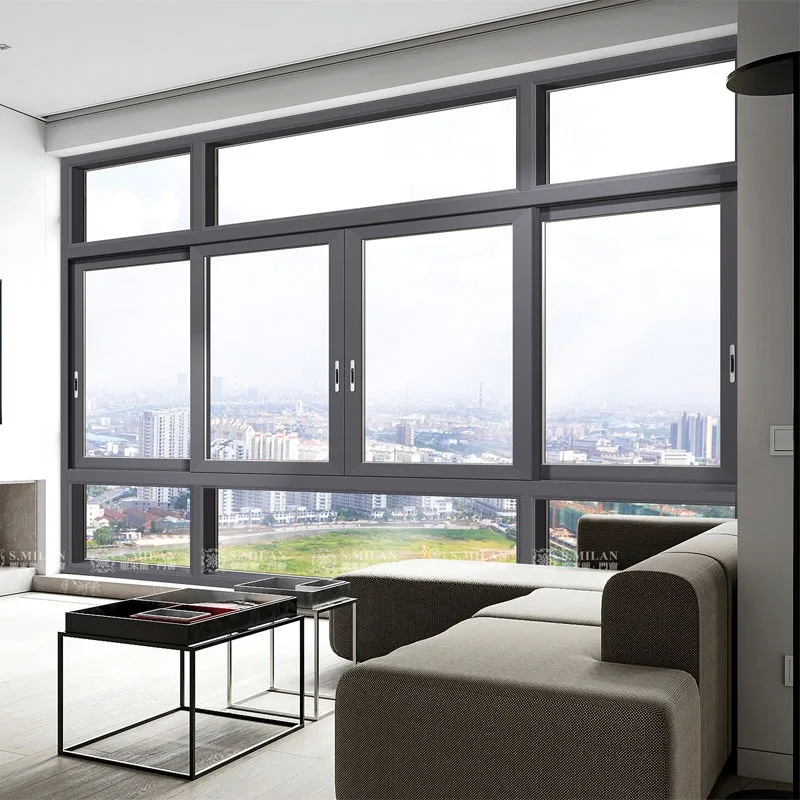 Customization Aluminium Thermally Broken Triple Glazed Insulated Tempered Glass Stainless Steel Screen Soundproof Swing Window