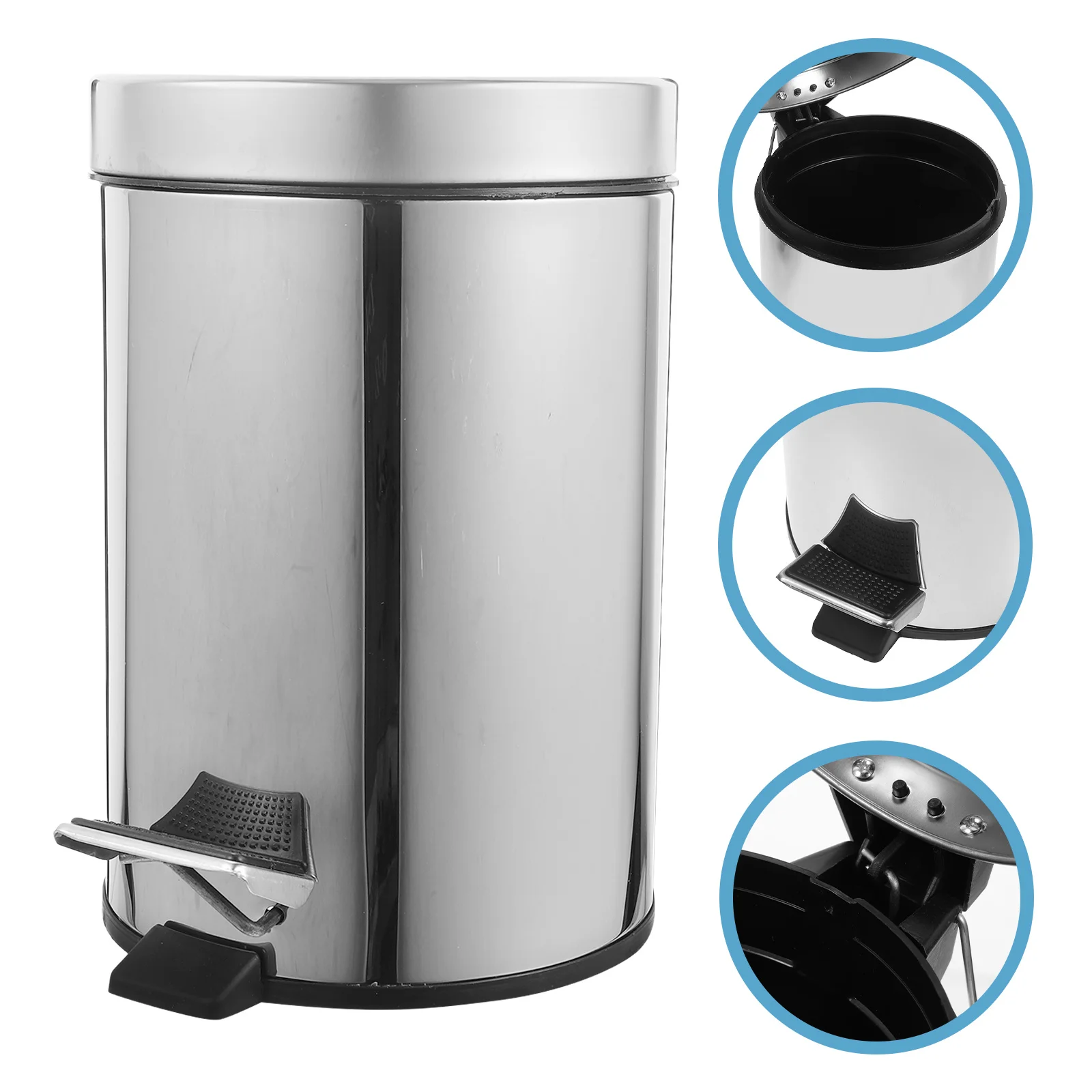 

Stainless Steel Round Descending Trash Can 3L Kitchen Bathroom Garbage Bin Waste Container Silent Close Scratch Resistant