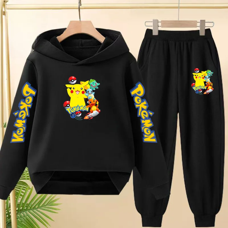Kinder-Kapuzenpullover, hübsche Anime-Kleidung, 3–12 Jahre, elektrische Maus, heiß verkauft, Mantel, Sweatshirt + Hose, 2P, Jungen, Mädchen, Kleinkind, Freizeit-Set