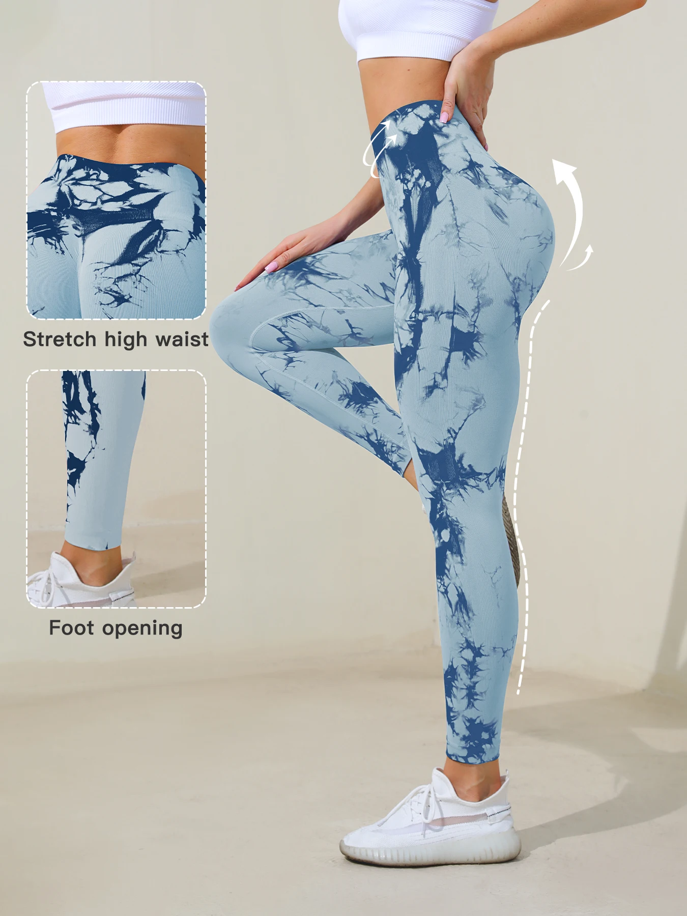 Yoga-Hose mit hoher Taille und Bauchkontrolle für Damen, Batik-Fitness-Leggings für die ganze Saison, dehnbare Lauf-Pfirsich-Lift-Workout-Strumpfhose,