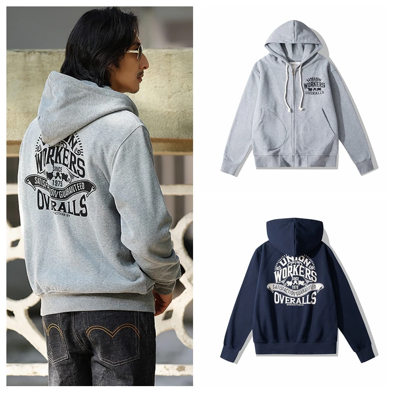 

Vintage Heavyweight 500g Hooded Sweatirt ex Open Cardigan Printed Letter Zipper Hat American Sle Thiened Casual Wear