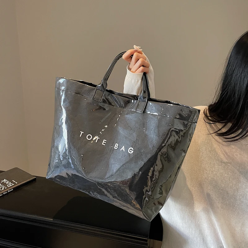 

Простая сумка из ПВХ, большая вместительная универсальная сумка на плечо, водонепроницаемая сумка на плечо для отдыха, сумка для покупок, работы, свидания