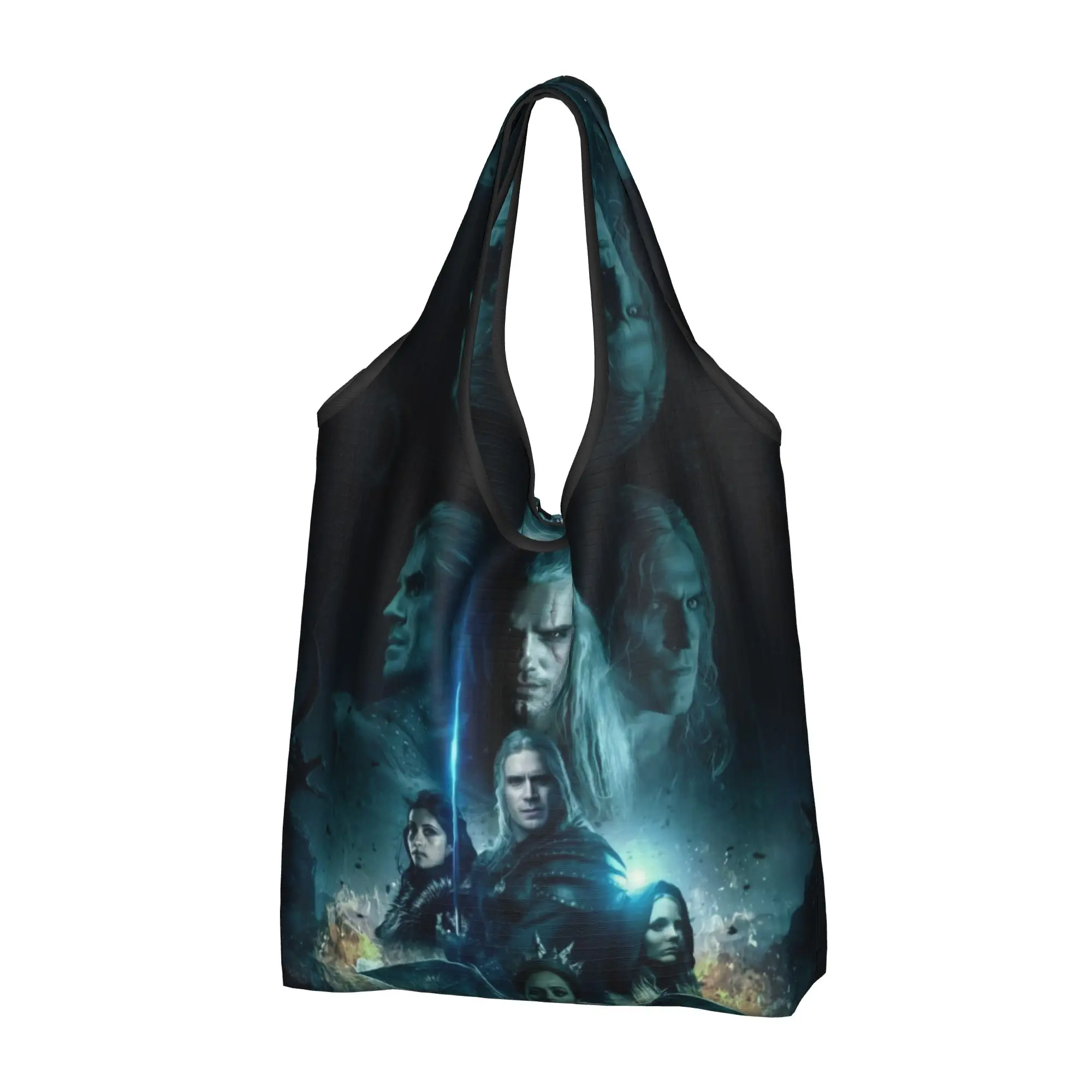 Action The Witcher Game     Groceries Shopping Tote Bag Women Funny Role Playing  Shoulder Shopper Bag Big Capacity Handbag
