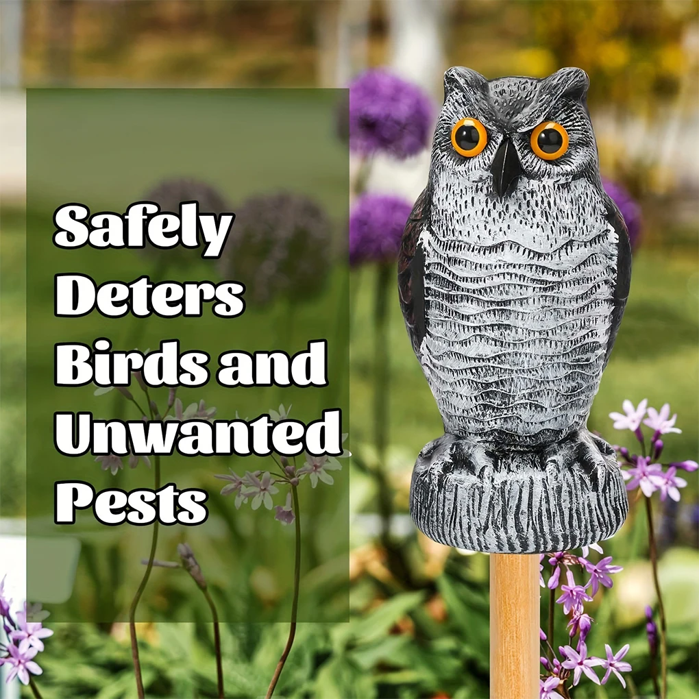 

Fake Owl Decoy Plastic Owl Scarecrow Sculpture with Rotating Head and Sound for Garden Yard Bird Repellent Outdoor