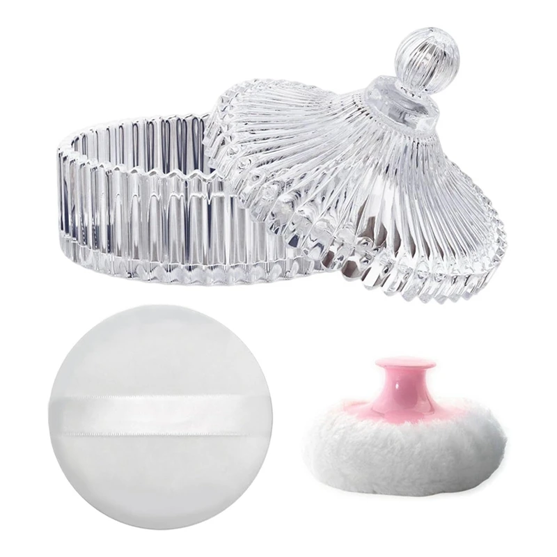

New Body Powder Puff And Container Set , Dusting Powder Puff For Women Baby And Loose Powder Containers For Wet Dry Makeup