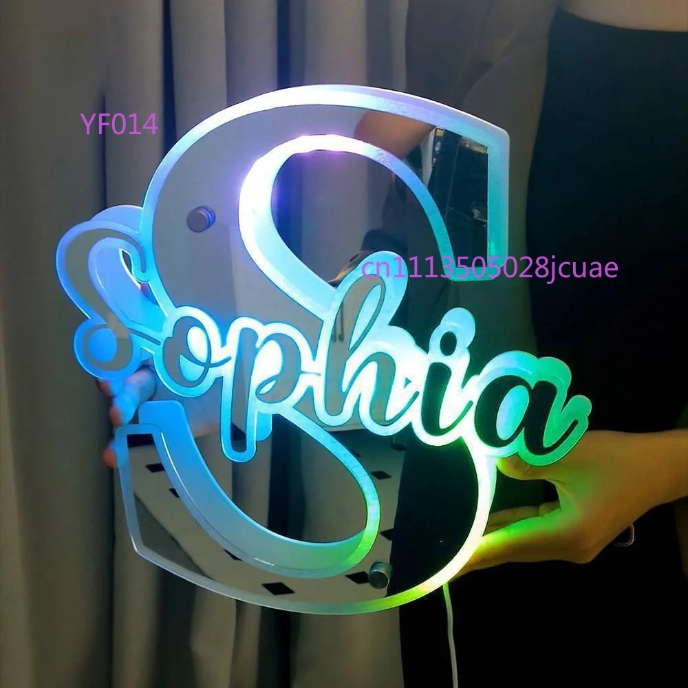 Cross-border LED Acrylic Mirror Night Light Custom Alphabet Neon Lamp Personalized English Decor Light for Bedroom
