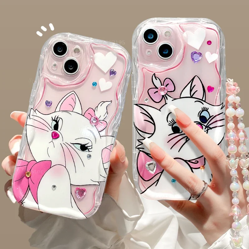 Custodia morbida in Silicone Disney Diamond Pink Cat per Huawei Mate 60 Pro 50 40 30 P60 Art P50 P40 Lite P30 Nova 9 SE 10 11 Honor 80 90