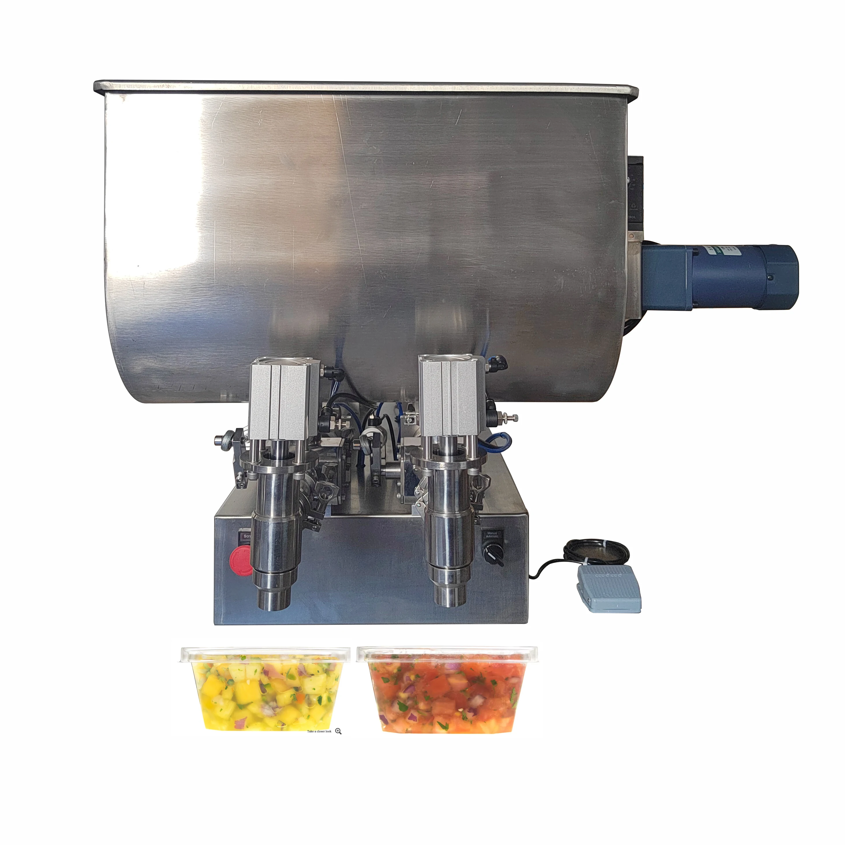 AOC Pneumatic Large Granule Sauce Filling Machine High Viscosity Paste Mixer For Salad Chicken Sauces For Beverage Bags