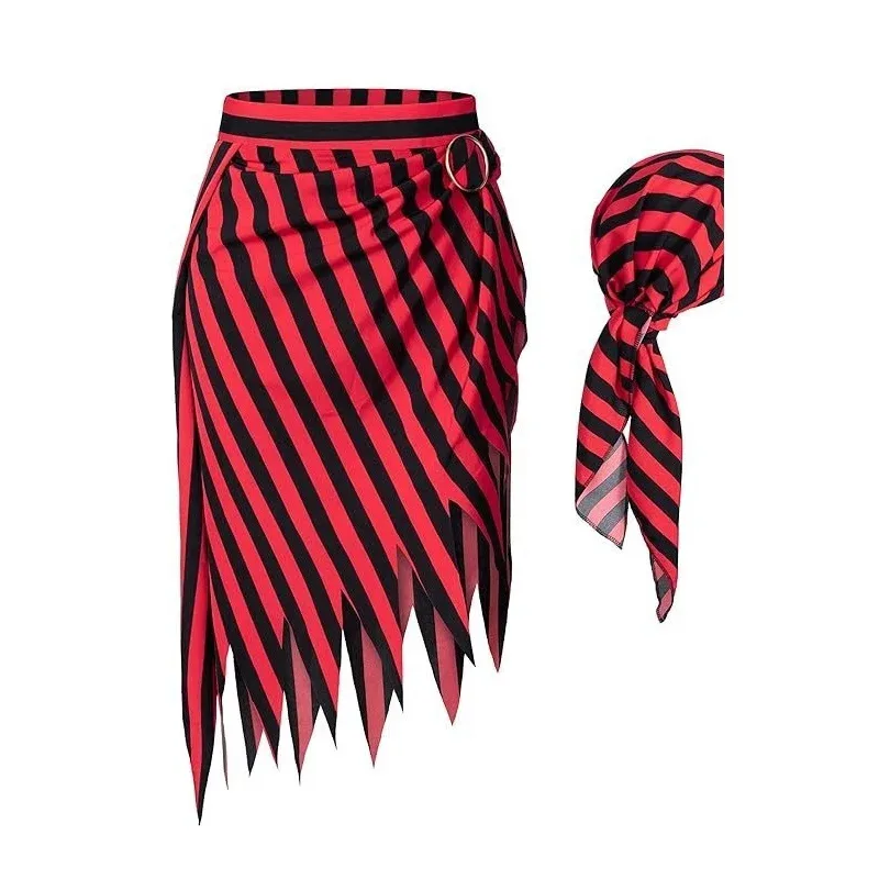 

Cosplay pirate headscarf accessories, role-playing costumes, burn flower pointed stripe tie skirt