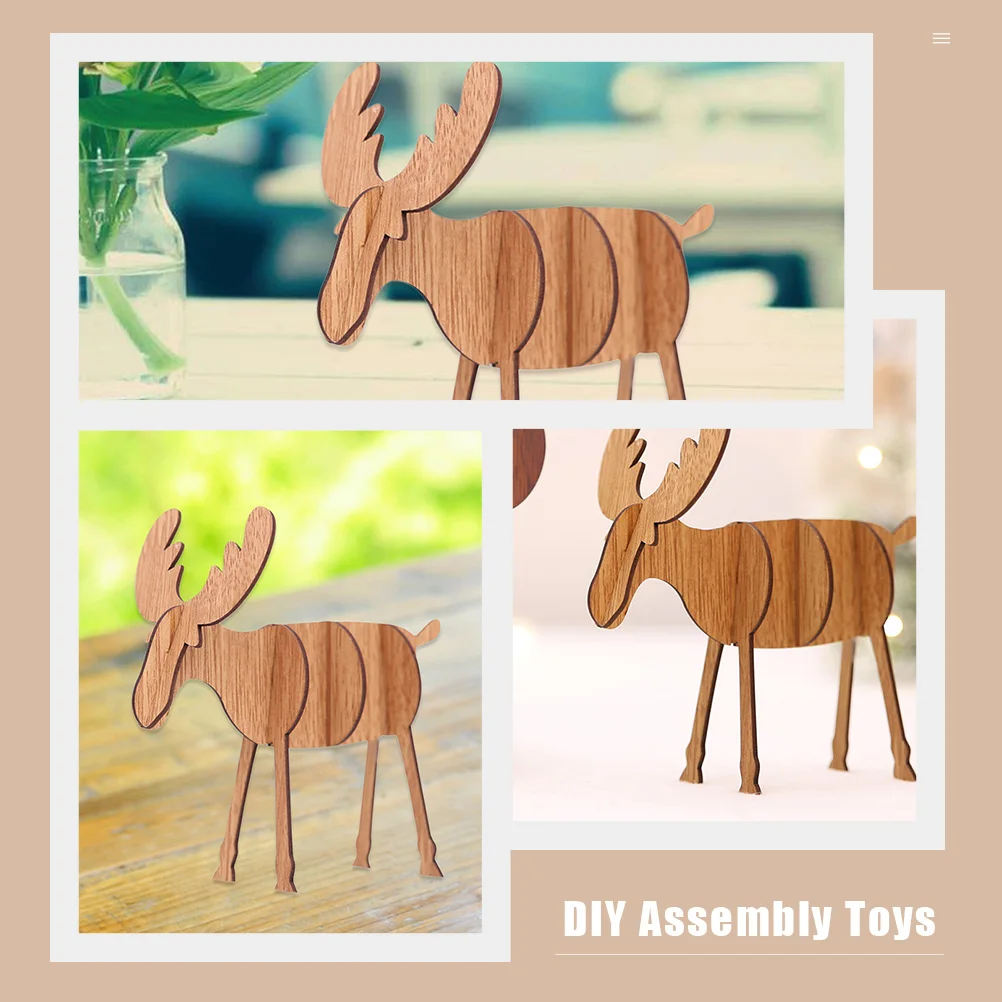 

6 Pcs Ornament Christmas Gifts Wood Ornaments Elk Shaped DIY Decorations Animal