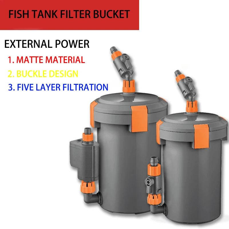 Aquarium filter bucket with water pump Ultra quiet multi-layer sponge inlet and outlet filter External fish tank filter bucket