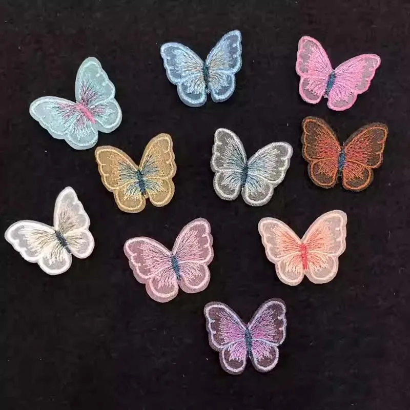 10PC/4.1*3.2CM,3D Organza Butterfly Patch,Sewing Embroidery Flower Patches Lace Applique For Clothing,Dress,Wedding Decoration