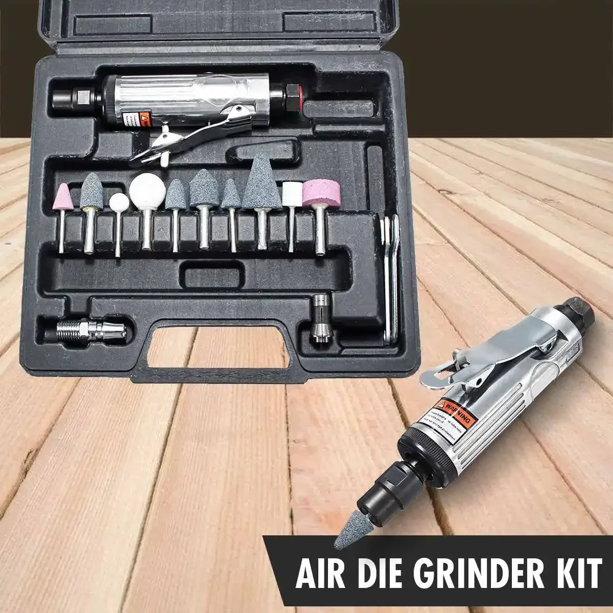 16 Pcs 1/4 Inch Air Grinder Mill Engraving Tools Kits Air Compressor Die Grinder Grinding Polish Stone Set Pneumatic Tools Kit