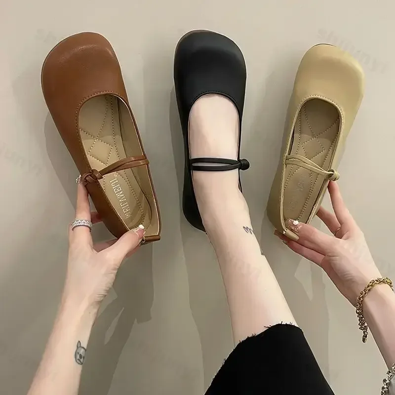 Designer Autumn Women Mary Jane Shoes 2026 New Fashion Round Toe Ladies Comfort Soft Sole Flats Women\'s Comfort Ballerinas Shoes