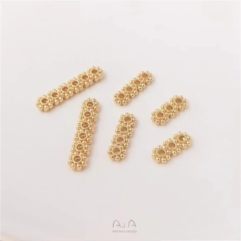 

14K bag gold three rows four rows snowflake porous partition piece diy string crystal pearl bracelet string accessories