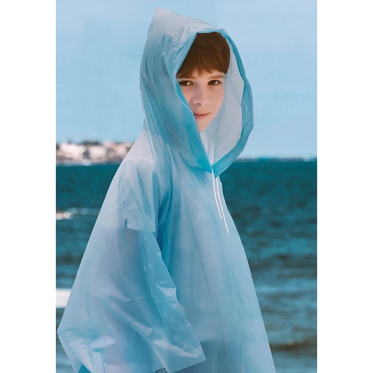 Paquete familiar Y42A-Ponchos, Poncho de lluvia para adultos y niños Ponchos de lluvia desechables o reutilizables con capucha con cordón, paquete de 5