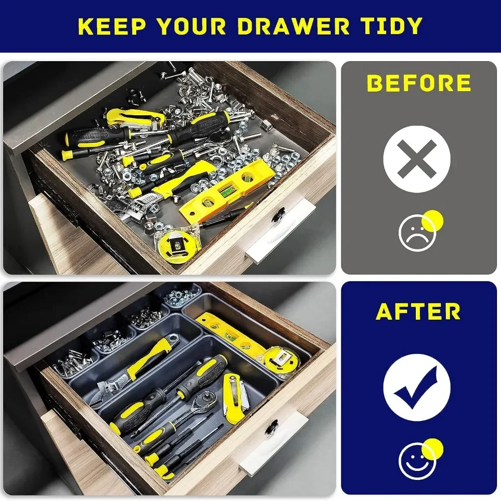 Tool Box Organizer and Storage Freely Organizing Drawer Space Organizer for Efficient Socket Sets Hardware Screws Wrenches