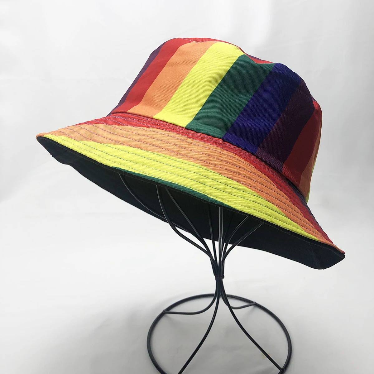 Rainbow striped fisherman hat, outdoor sun shading and sun protection bucket hat, versatile, new