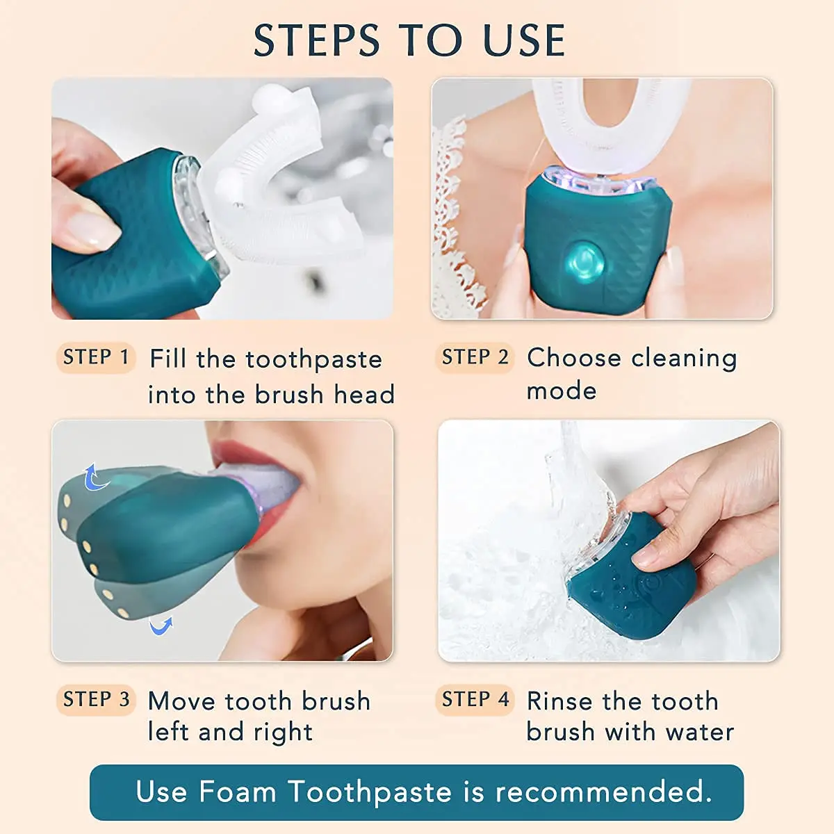 Adult U-shaped Automatic Toothbrush 360° Full Mouth Whitening Wireless Charging Waterproof Brush Ultrasonic Electric Toothbrush image 3