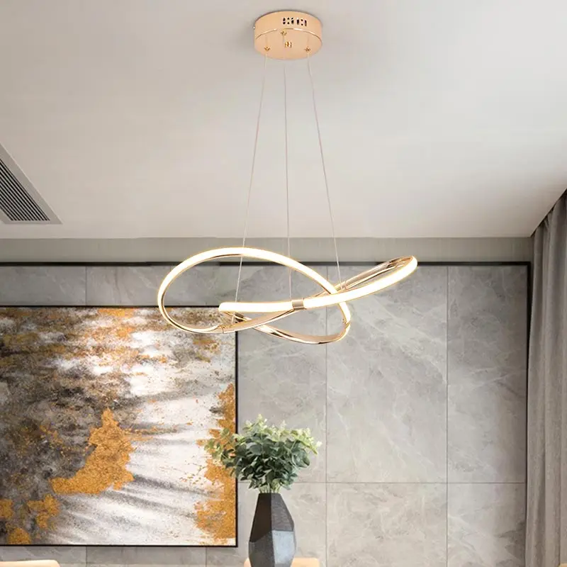 

Modern Gold Led Pendant Light Fixtures Dining Room Decoration Home Appliances Living Room Hanging Lamps Remote Control Lustre