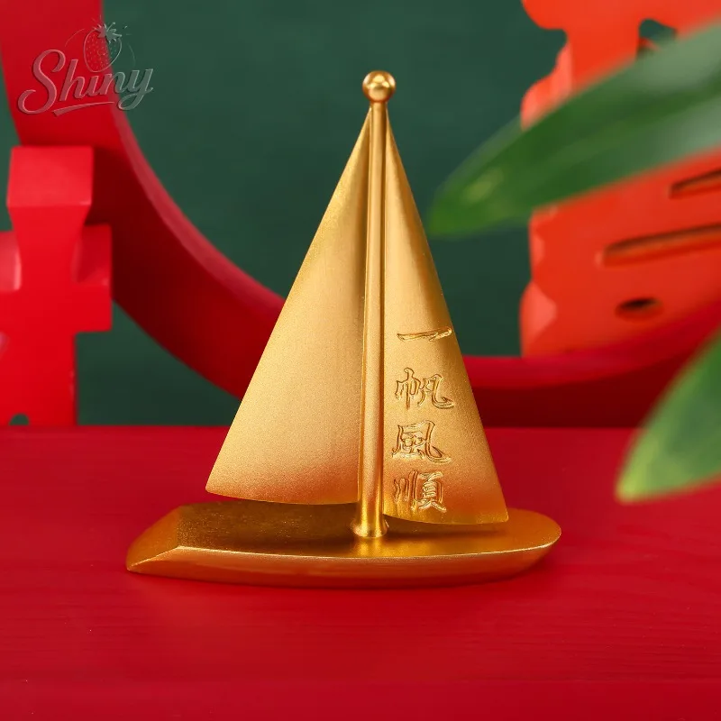 

Brass Sailboat Ornament Wine Cooler Decorative Crafts Office Living Room Desktop Furnishings