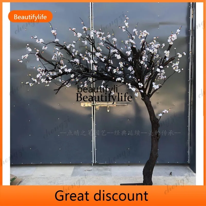 A29  Emulational Plum Pear Flower Props Tree Hotel Hall Setting Scene Decoration Background Wall Hanging Living Room
