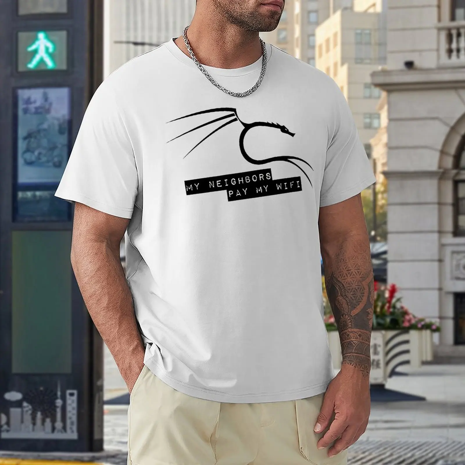 My Neighbors Pay My WiFi   Kali Linux T-shirt Crewneck Move  Humor Graphic Tees Funny Fitness USA Size