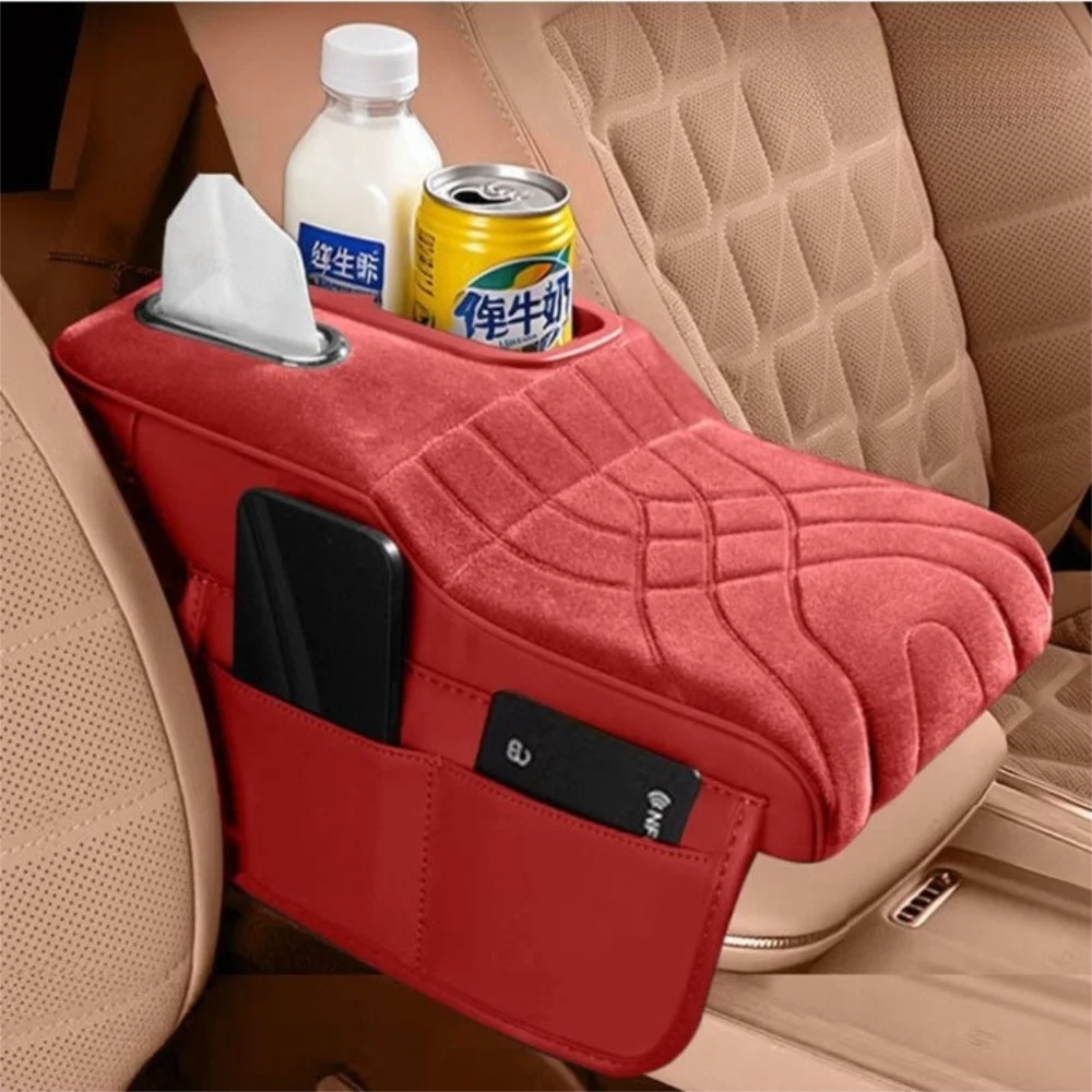 Portable Center Console Armrest Cushion Multifunctional PU Leather Car Armrest Pillow Height Increasing