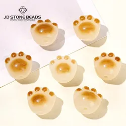 10 Pcs/lot Natural Wooden Bead White Jade Bodhi Cat Claws Carved Bead Cute Spacer Bead For Jewelry Making Diy Necklace Accessory