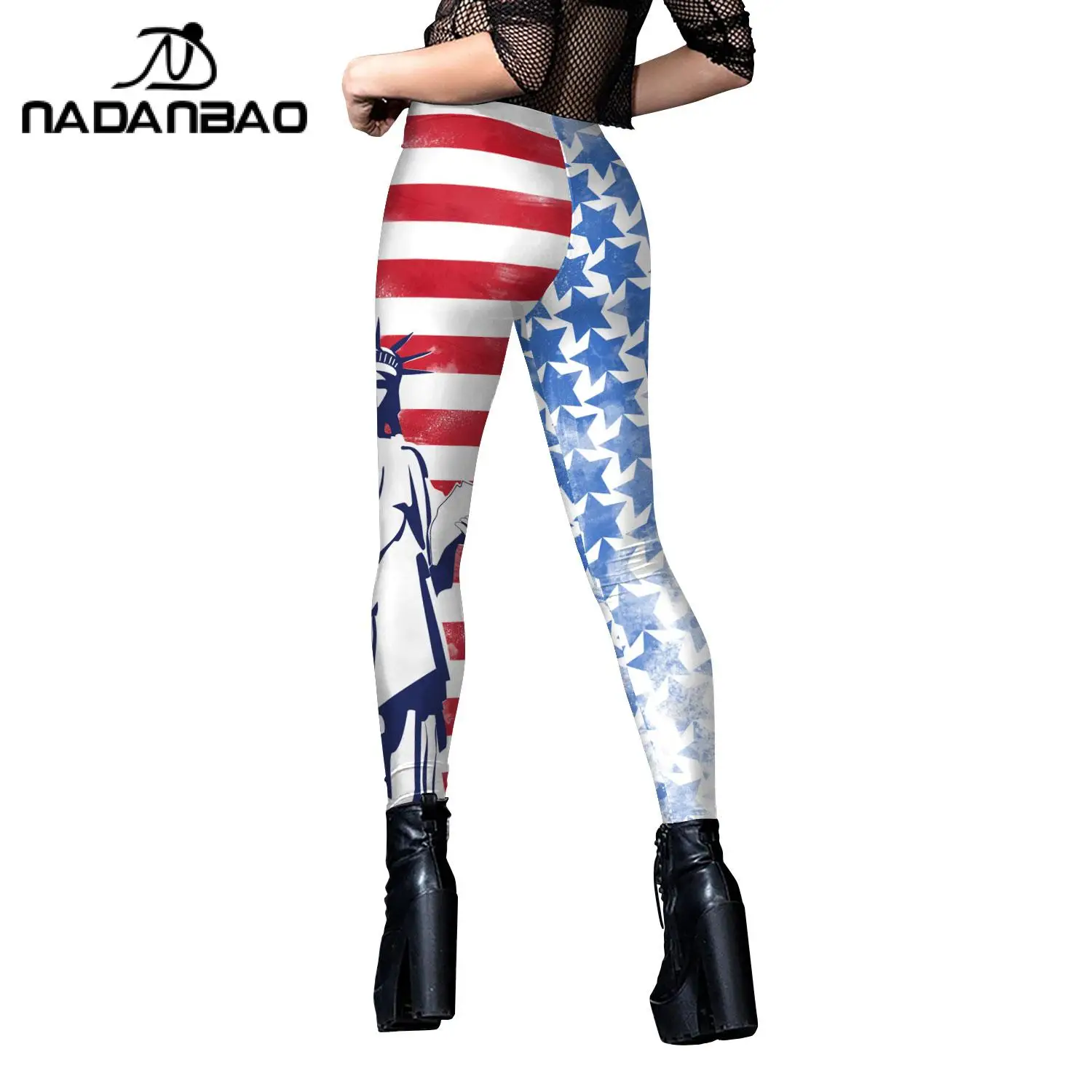 NADANBAO Independence Day Leggings 3D Printed Sexy Trousers Lady Fitness Elastic Workout Pants Outdoor Streetwear Women's Bottom